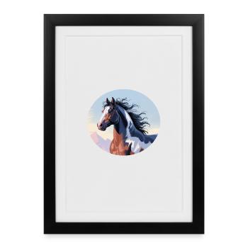 Tinker stallion galloping in mountain landscape - Framed poster (27 × 37 cm) - black - Front