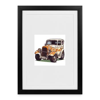 Voiture Hot Rod vintage - Affiche encadrée (27 × 37 cm) - noir - Devant