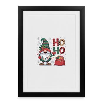 Weihnachtsmann Wichtel - Gerahmtes Poster (27 × 37 cm) - Schwarz - Vorne