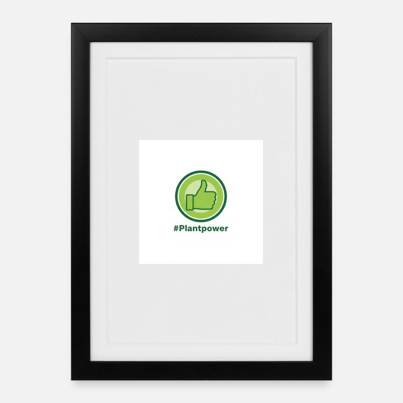 Plantpower Grünes Daumen-Logo - Gerahmtes Poster (27 × 37 cm) - Schwarz