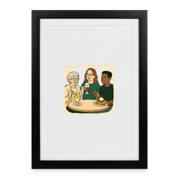Oma Karin - im Eis Cafe - Affiche encadrée (27 × 37 cm) - noir - Devant