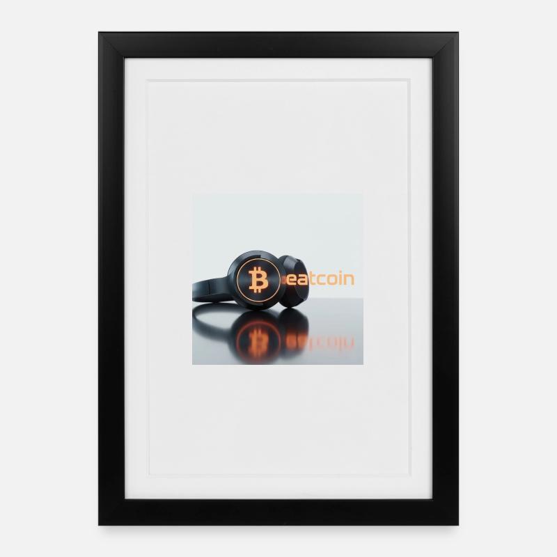 Beatcoin Headphones Crypto Vibe - Framed poster (27 × 37 cm) - black