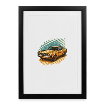 Vintage Muscle Car – Retro Auto Design - Affiche encadrée (27 × 37 cm) - noir - Devant