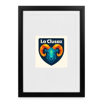 La Clusaz Geometric Ram Crest - Affiche encadrée (27 × 37 cm) - noir - Devant
