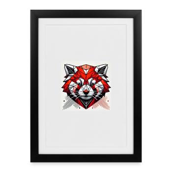 Polygone géométrique de panda roux - Affiche encadrée (27 × 37 cm) - noir - Devant
