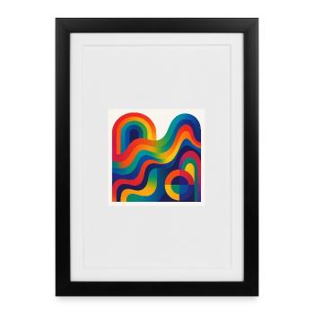 Rainbow Waves Color Art - Framed poster (27 × 37 cm) - black - Front
