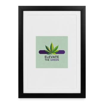 Elevate The Green Feuille de Cannabis - Affiche encadrée (27 × 37 cm) - noir - Devant