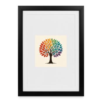 Illustration de l’arbre arc-en-ciel - Affiche encadrée (27 × 37 cm) - noir - Devant