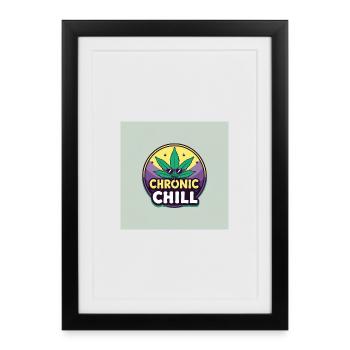 Logo de la feuille de cannabis Chronic Chill - Affiche encadrée (27 × 37 cm) - noir - Devant