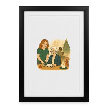 Christmas family dinner by candlelight - Framed poster (27 × 37 cm) - black - Front