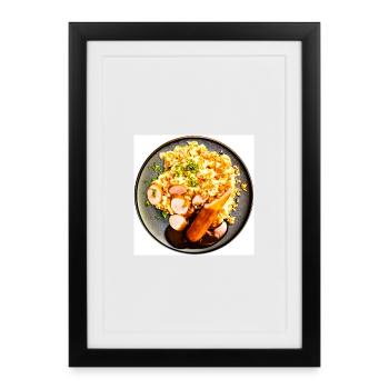 Dish with sausage and mashed potatoes - Framed poster (27 × 37 cm) - black - Front