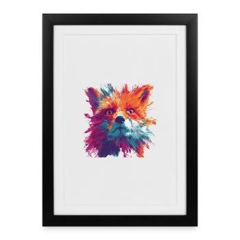Intense_Fox_Face_Abstract_Painting - Affiche encadrée (27 × 37 cm) - noir - Devant