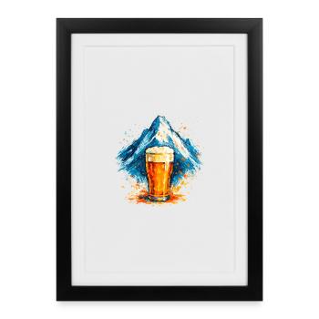 Beer in the Mountaintop Watercolor - Framed poster (27 × 37 cm) - black - Front