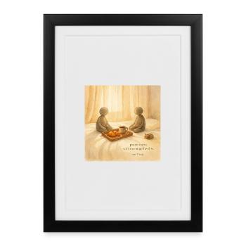 Plateau de petit-déjeuner Morning Peace - Affiche encadrée (27 × 37 cm) - noir - Devant