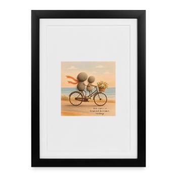L’amour se déplace sur un vélo de pierre - Affiche encadrée (27 × 37 cm) - noir - Devant