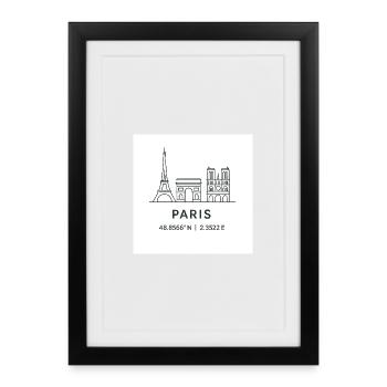 Paris Line Art Silhouette Landmark - Framed poster (27 × 37 cm) - black - Front