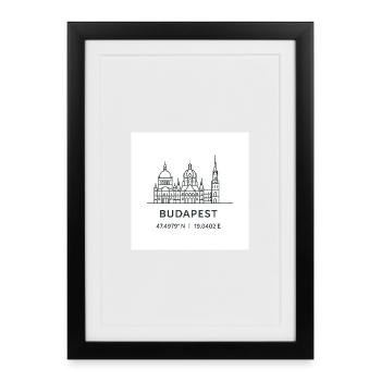 Budapest Line Art Silhouette Landmark - Framed poster (27 × 37 cm) - black - Front