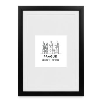 Prague Line Art Silhouette Landmark - Framed poster (27 × 37 cm) - black - Front