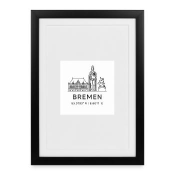 Bremen Line Art Silhouette Landmark - Framed poster (27 × 37 cm) - black - Front
