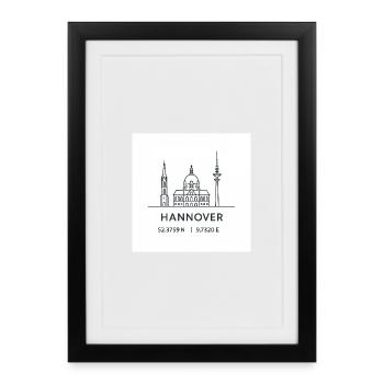Silhouette d’art au trait de Hanovre Monument - Affiche encadrée (27 × 37 cm) - noir - Devant