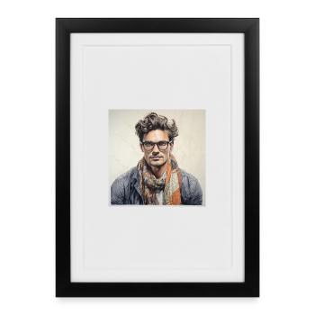 Portrait avec foulard coloré - Affiche encadrée (27 × 37 cm) - noir - Devant