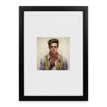Vintage Glam Homme avec foulard en soie - Affiche encadrée (27 × 37 cm) - noir - Devant