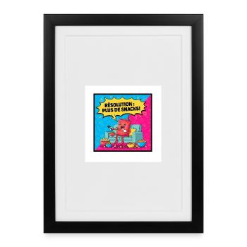 Fête de Snacks Dessin Popcorn - Affiche encadrée (27 × 37 cm) - noir - Devant
