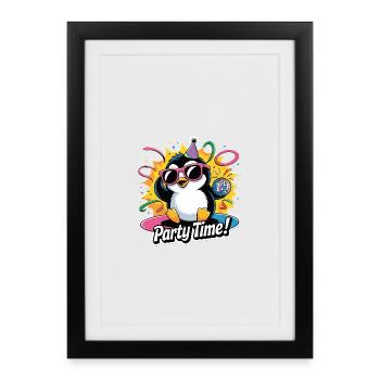 PartyPinguin  - Gerahmtes Poster (27 × 37 cm) - Schwarz - Vorne