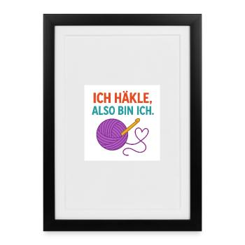 Je crochete, donc je suis - Affiche encadrée (27 × 37 cm) - noir - Devant