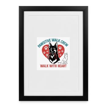 Pawsitive Walk Crew Coeur Pattes - Affiche encadrée (27 × 37 cm) - noir - Devant