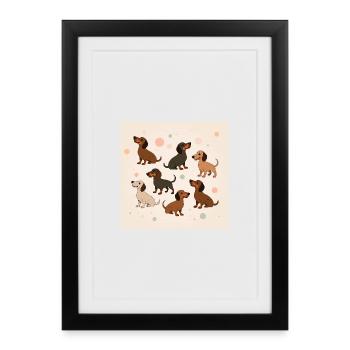 Paradis des teckels - Affiche encadrée (27 × 37 cm) - noir - Devant