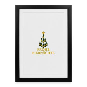 Merry Beer Nights Arbre de Noël à la bière - Affiche encadrée (27 × 37 cm) - noir - Devant