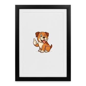 Chien heureux pouces vers le haut - Affiche encadrée (27 × 37 cm) - noir - Devant