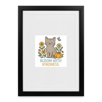 Splendeur florale adaptée aux chats - Affiche encadrée (27 × 37 cm) - noir - Devant