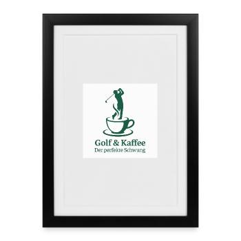 Golf et café – Le swing parfait - Affiche encadrée (27 × 37 cm) - noir - Devant