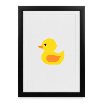 Pixel Duck Retro Yellow - Framed poster (27 × 37 cm) - black - Front