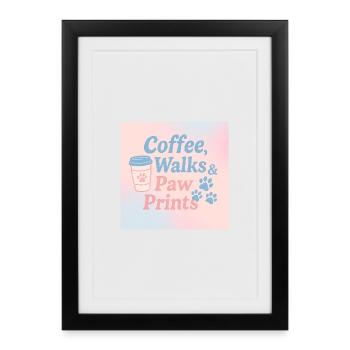Café, promenades et empreintes de pattes - Affiche encadrée (27 × 37 cm) - noir - Devant