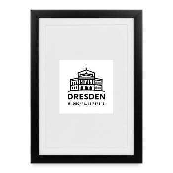 Coordonnées de style ligne de la ligne de la ligne de la ligne de la ligne de Dresde : Semperoper - Affiche encadrée (27 × 37 cm) - noir - Devant