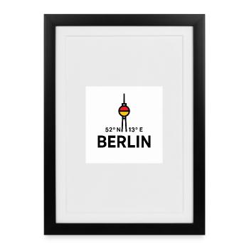 Illustration des coordonnées de la tour de télévision de Berlin - Affiche encadrée (27 × 37 cm) - noir - Devant