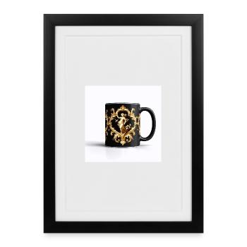 Baroque Golden Figure on a Black Mug - Framed poster (27 × 37 cm) - black - Front