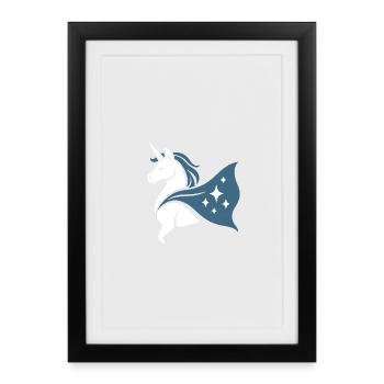 Strong Star Unicorn, Noble Superheroine - Framed poster (27 × 37 cm) - black - Front