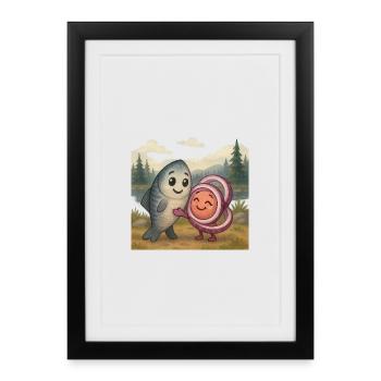 Amitié entre le hareng et l’oignon - Affiche encadrée (27 × 37 cm) - noir - Devant