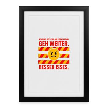 Attention : Gag de « Go on » - Affiche encadrée (27 × 37 cm) - noir - Devant