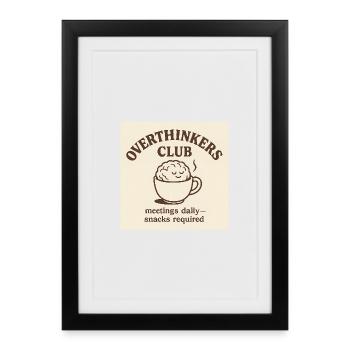 Funny Overthinkers Coffee Brain – Retro Line Art - Framed poster (27 × 37 cm) - black - Front