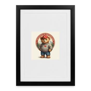 Swiss Bear avec I Love Switzerland - Affiche encadrée (27 × 37 cm) - noir - Devant