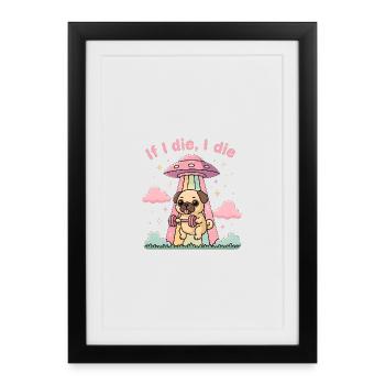 Mignon carlin avec un haltère dans OVNI - Affiche encadrée (27 × 37 cm) - noir - Devant
