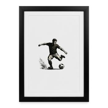 Soccer Player Scoring Goal Illustration - Framed poster (27 × 37 cm) - black - Front
