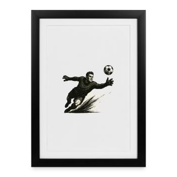 Illustration de plongeon du gardien de but - Affiche encadrée (27 × 37 cm) - noir - Devant