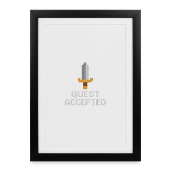 Quest Accepted Pixel Sword - Framed poster (27 × 37 cm) - black - Front