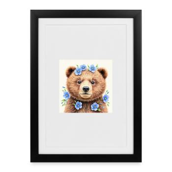 Modèles ours fleurs bleues  - Affiche encadrée (27 × 37 cm) - noir - Devant
